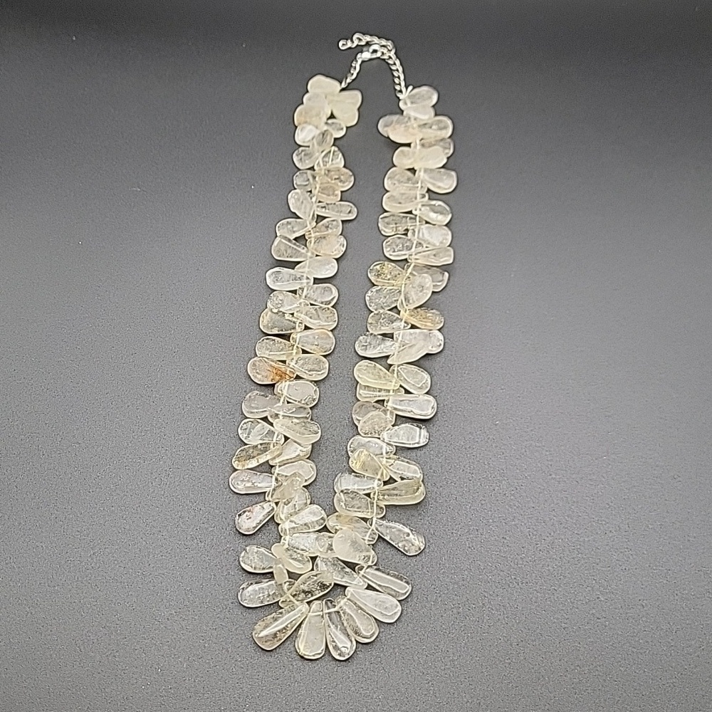 Golden Rutile Quartz 20" Handmade Tear Drop Necklace 570 Cts Beaded Gemstone - Picture 7 of 8